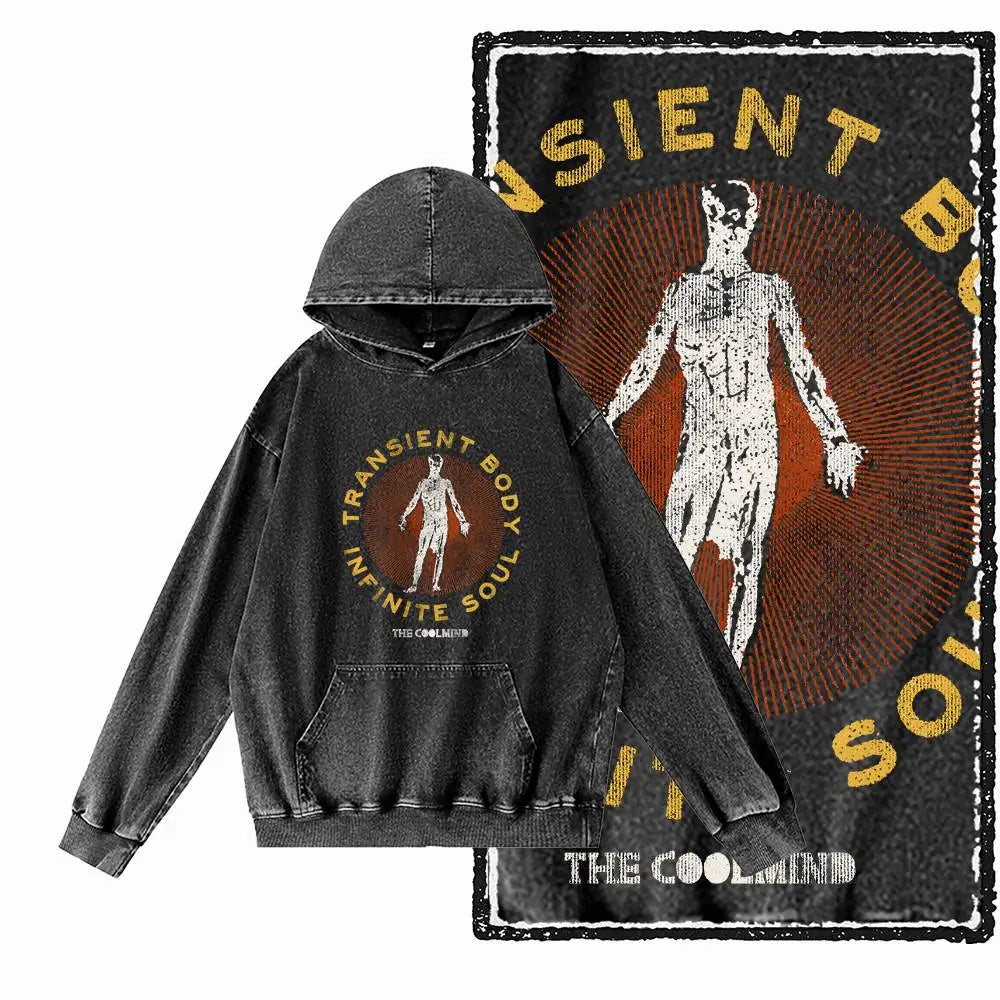 G12 Acid-Washed Black Streetwear Graphic Hoodie