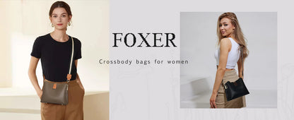 FOXER Brand New Shoulder Bag for Women PU Leather Retro Large Capacity Bucket Bag Female Crossbody Purse Tote Commuting Purse