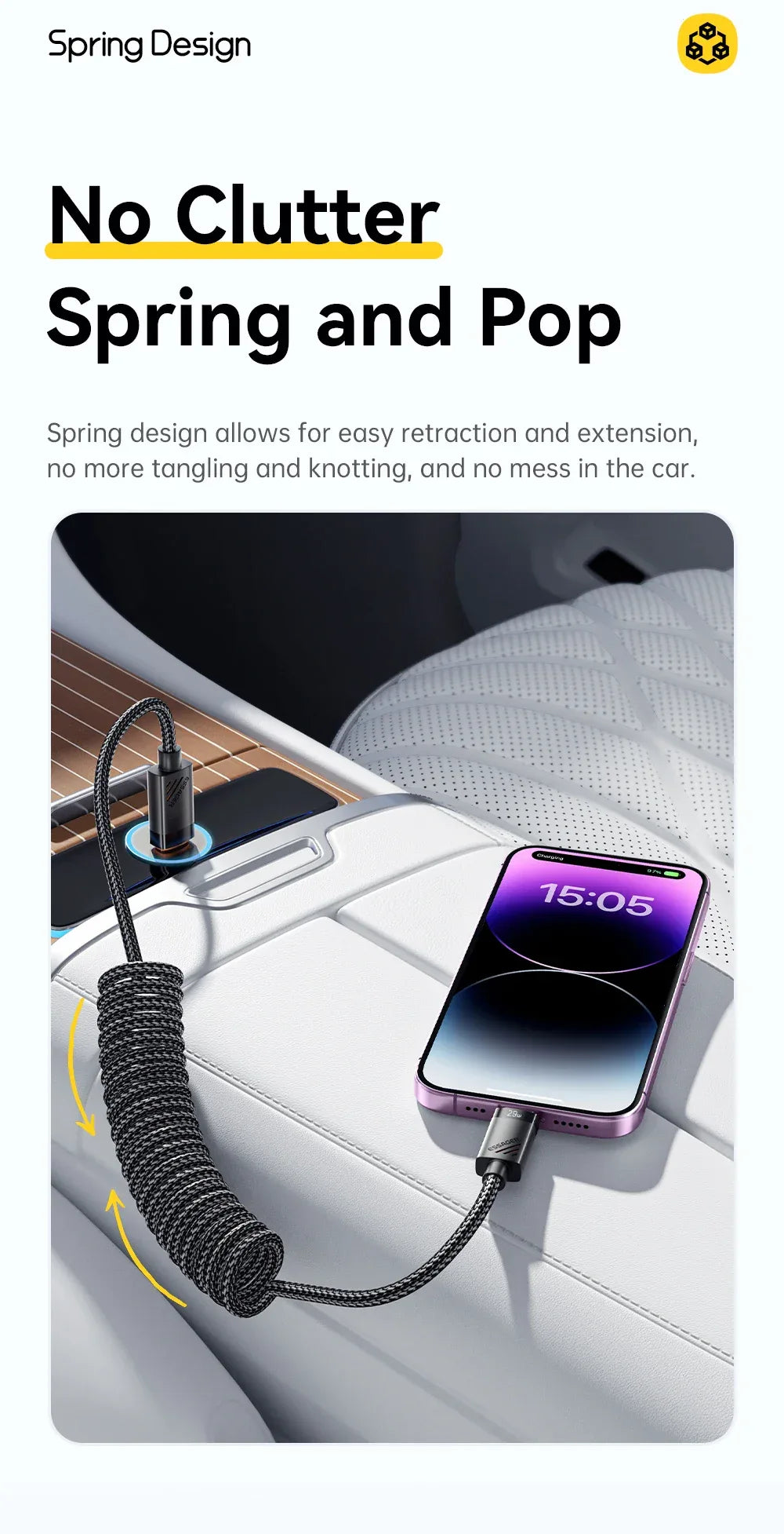 Essager Car Spring USB C to Lightning Cable - ShopHub