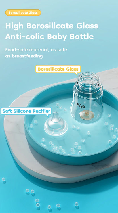 MAMIJOY Baby Glass Bottle High 80/160/240ml Borosilicate Wide-mouthed Anti-bloating Clear Scale Feeding Bottle BPA＆BPS-FREE GB61
