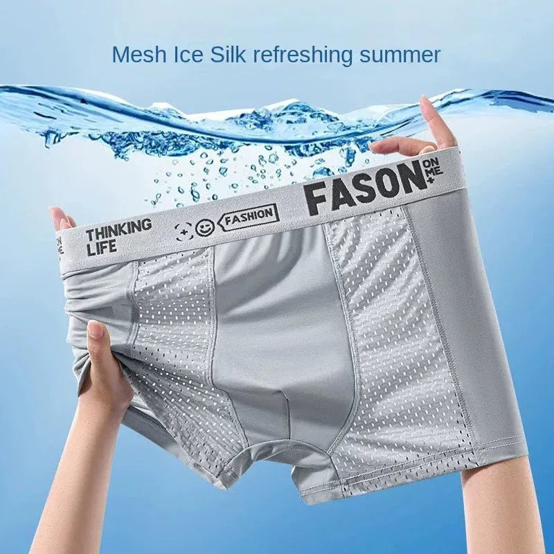 Men's 4 Pack Mesh Ice Silk Boxer Shorts - ShopHub