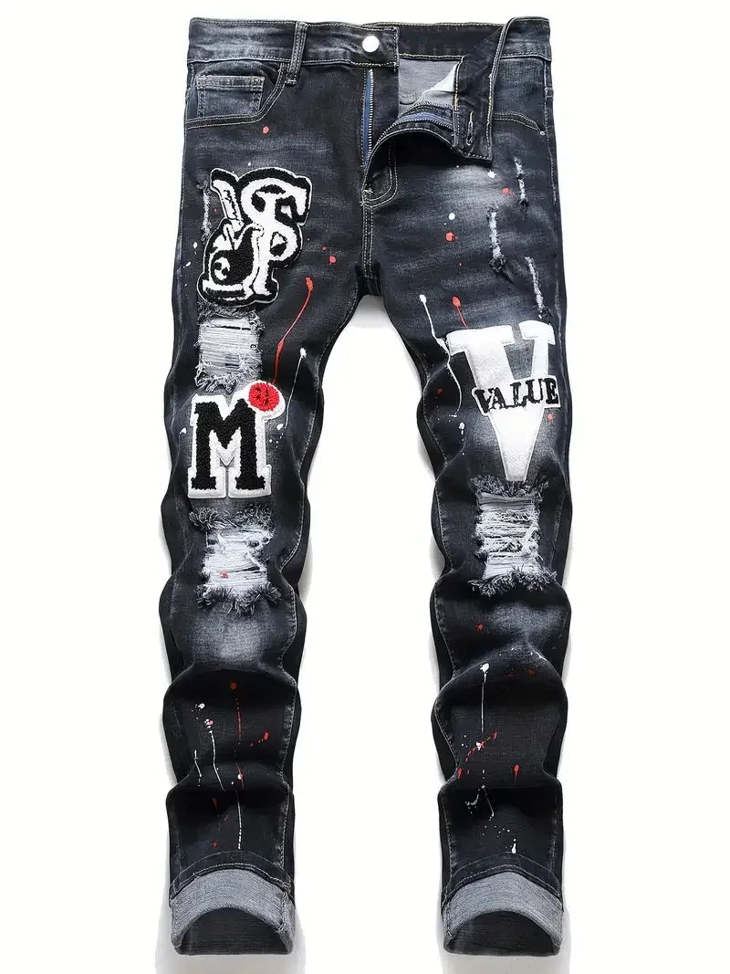 Men’s Y2K Ripped Skinny Jeans - ShopHub