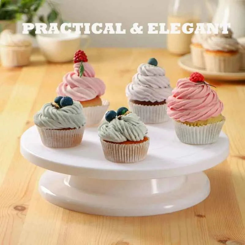 360° Rotating Cake Turntable, Stable Smooth Baking Tool for Decorating Cakes Cupcakes Pastries, Home Party