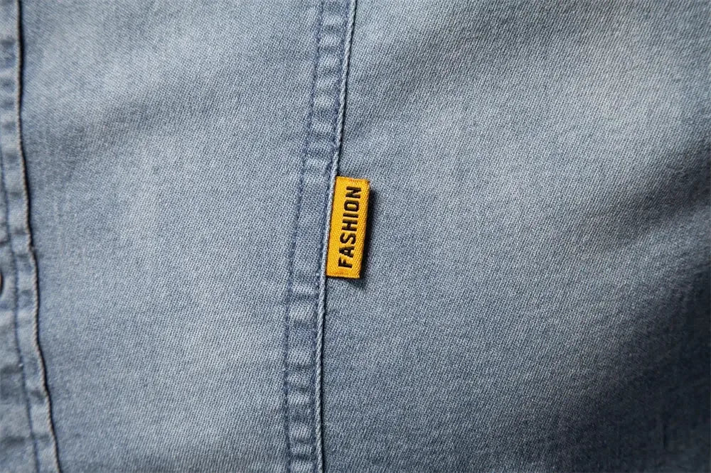 AIOPESON Men's Cotton Denim Slim Fit Shirts - ShopHub