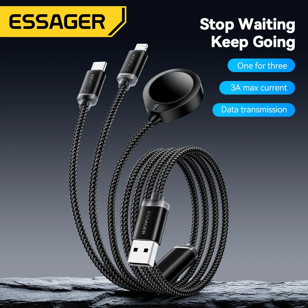 Essager 3 in 1 Multi USB A Charging Cable - ShopHub