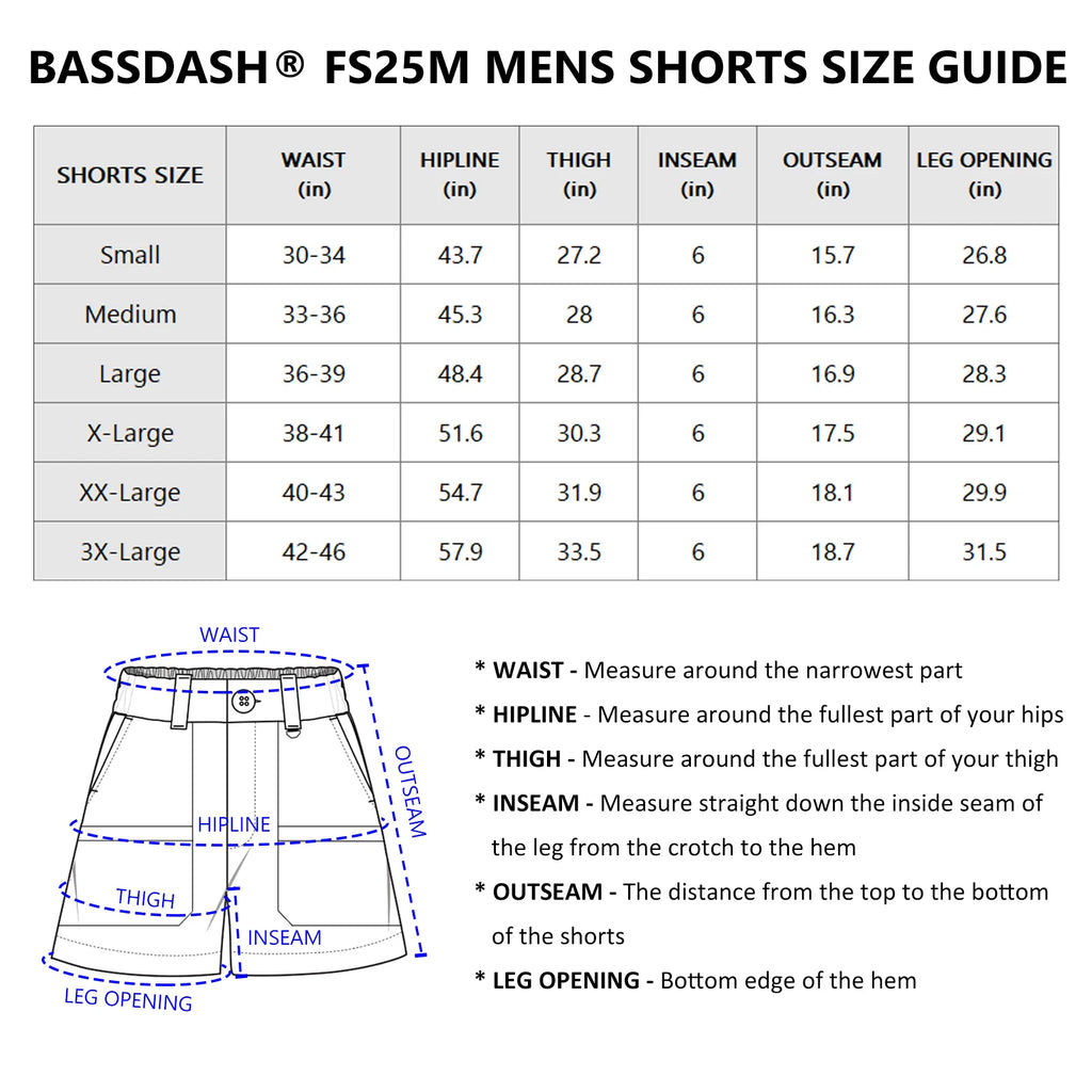 BASSDASH Men's 6" Fishing Shorts ShopHub