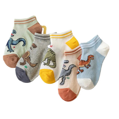 5 Pairs Boys' Dinosaur Socks – Soft & Breathable (4 sizes available) Habicare