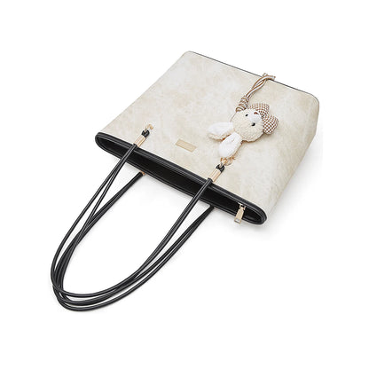 FOXER Designer Women's Tote Bag High Quality PVC Leather Female Handbag Trendy Casual Commuter Shoulder Bag with Pendant