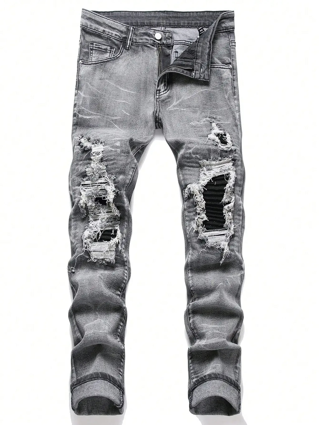 Men's Stretchy Denim Jeans Featuring Trendy Ripped Designs - ShopHub