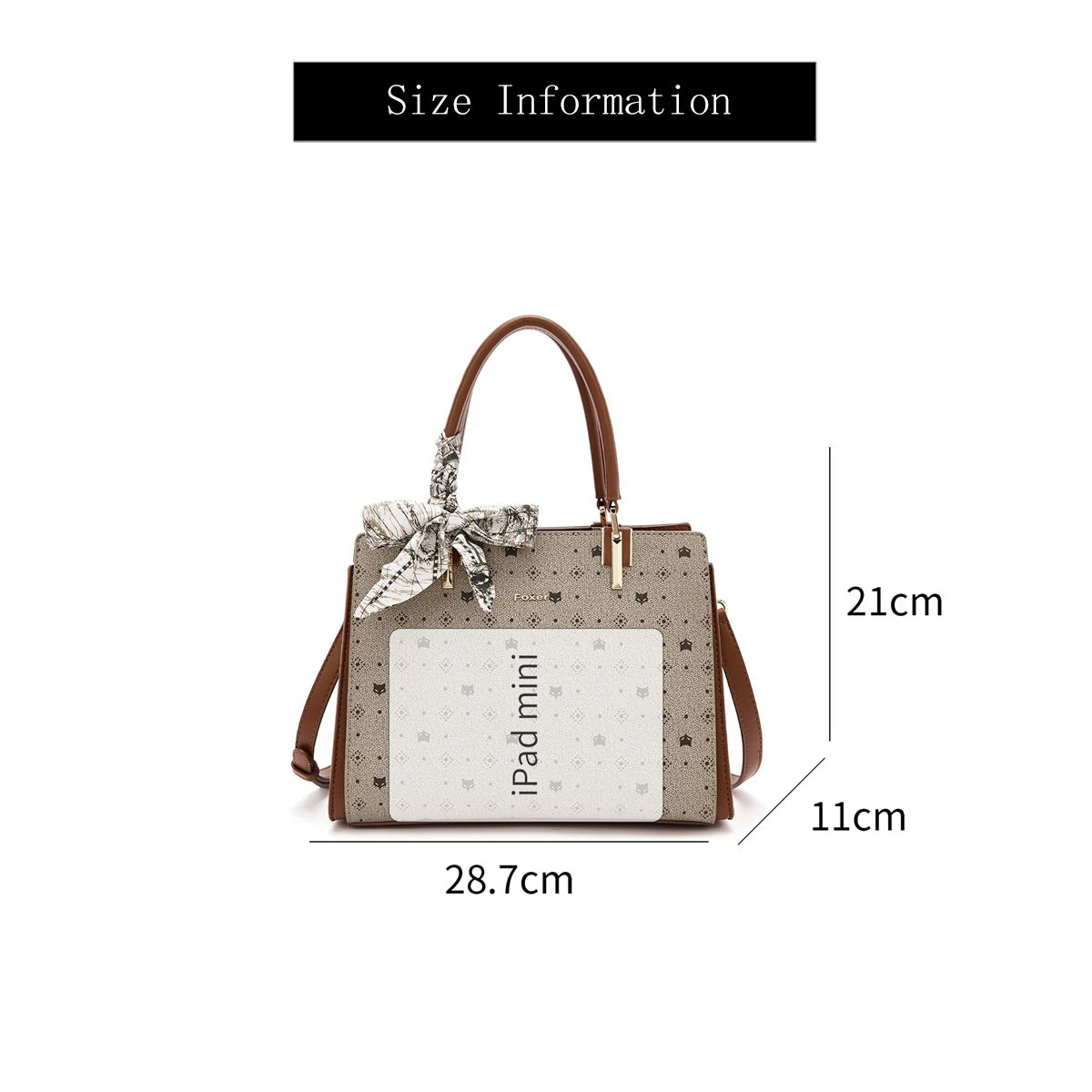 FOXER Vintage Women Handbag PVC Leather Tote Bag Large Capacity Top‑Handle Shoulder Crossbody Bag for Ladie Daily Work Purse