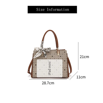 FOXER Vintage Women Handbag PVC Leather Tote Bag Large Capacity Top‑Handle Shoulder Crossbody Bag for Ladie Daily Work Purse