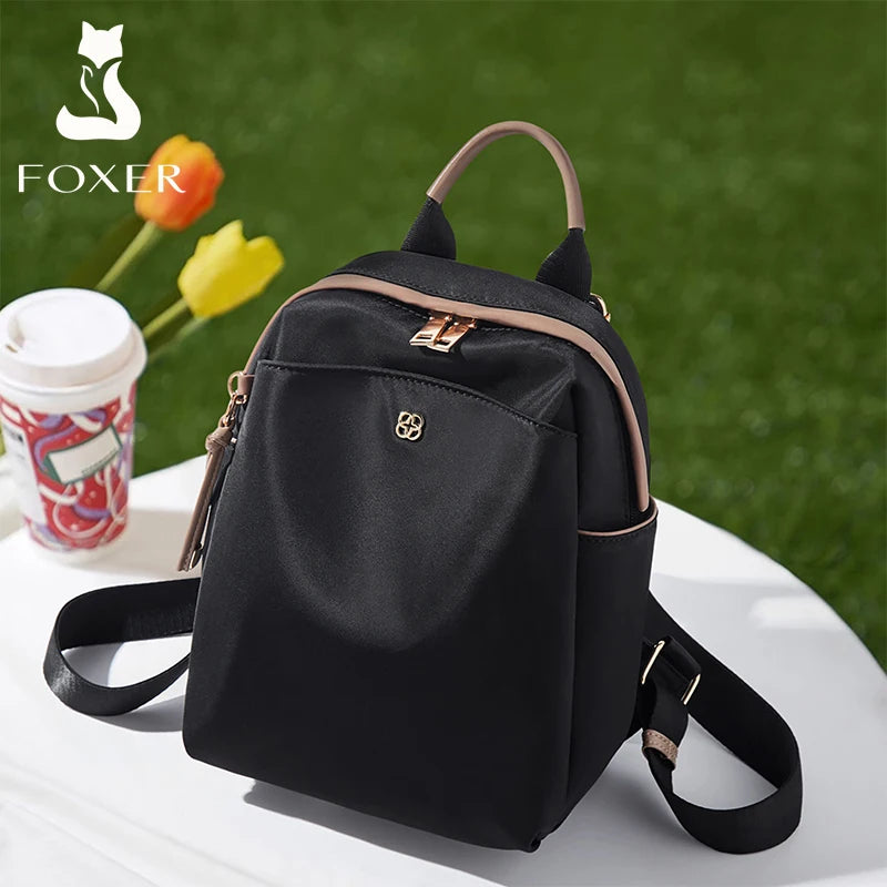 FOXER 2026 New Women's Backpack Soft Cloth Lady Fashion Shoulder Bag Lightweight Anti-theft Large Capacity Commuter Travel Bag