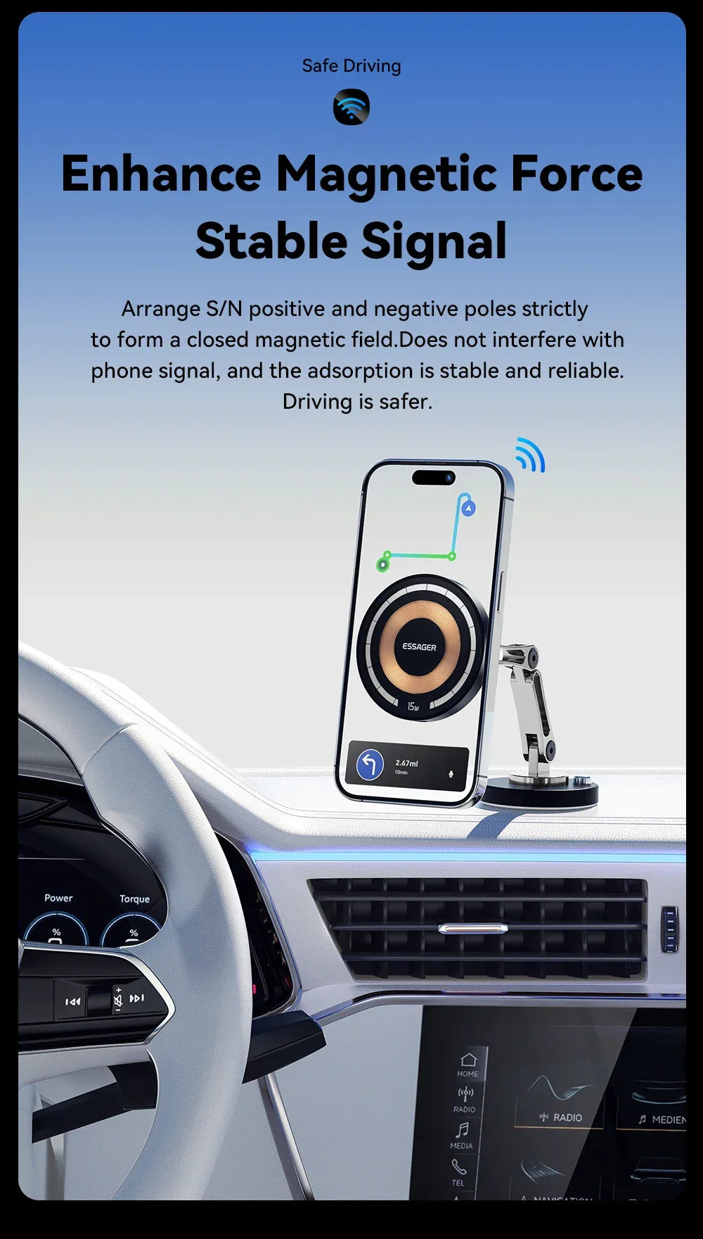 Essager Magnetic Wireless Charger Car Phone Holder - ShopHub