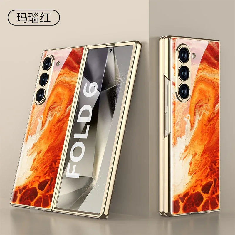 GKK Painted Tempered Glass Case for Samsung Galaxy Z Fold 6 & Galaxy Z Fold 5 Case - ShopHub
