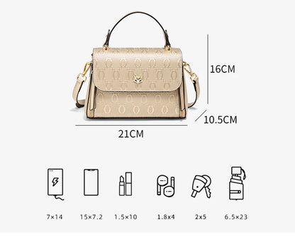 FOXER Lady's Handbag Split Leather Shoulder Bag 2026 Fashion Light Luxury Crossbody Bag Vintage Commute Female Messenger Bag