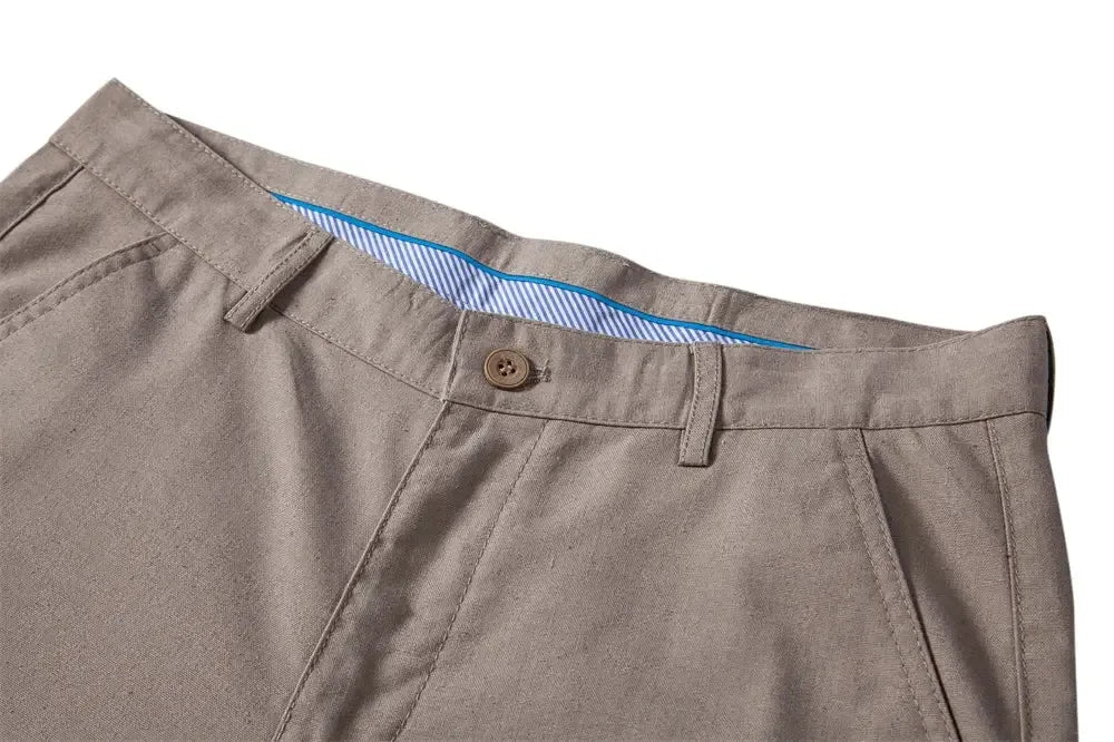 AIOPESON Men's Solid Colour Linen Long Pants - ShopHub