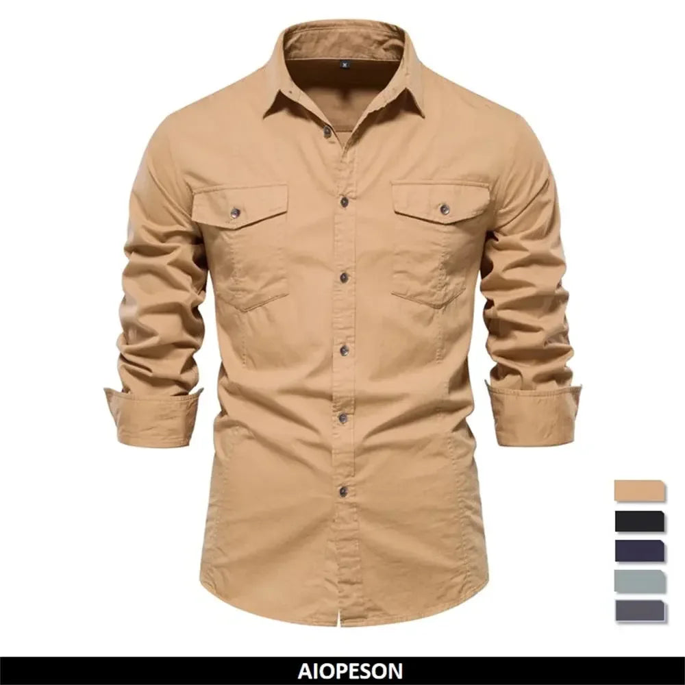 AIOPESON Military Style Pocket Shirts - ShopHub
