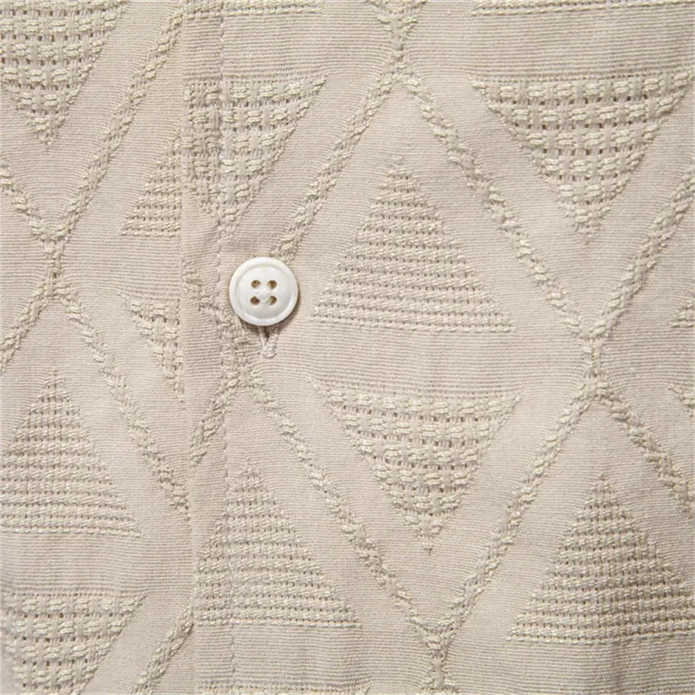 AIOPESON's 100% Cotton Jacquard Men's Short Sleeve Shirts - ShopHub