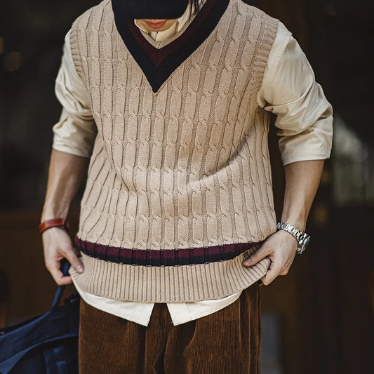 MADEN Ivy Colour-Block V-Neck Sweater Vest