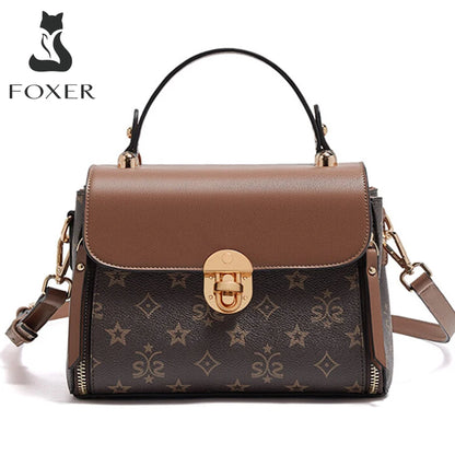 FOXER Women's Shoulder Bag Vintage Signature Tote Bag 2026 Luxury Fashion Female Handbag Crossbody Purse