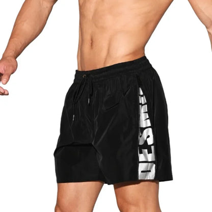 DESMIIT S98 Letter-Detail Swim Shorts with Mesh Liner