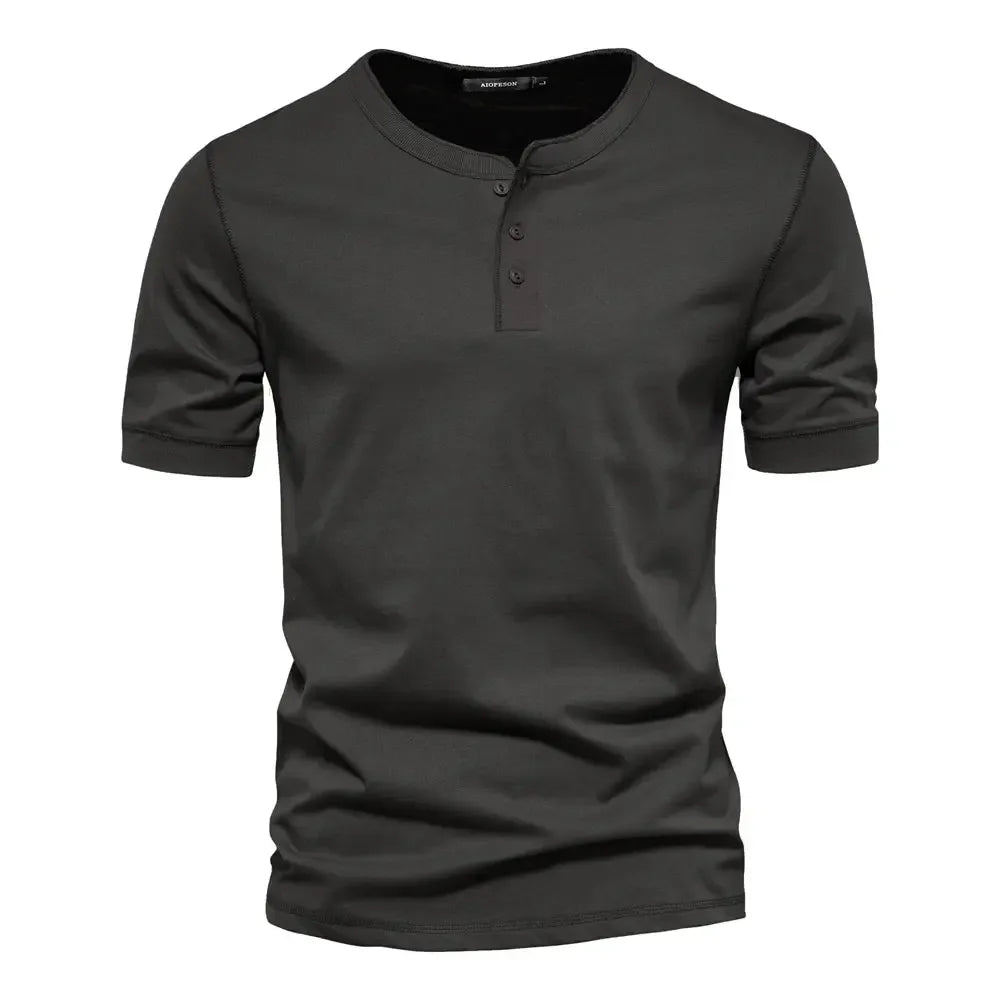 AIOPESON 100% Cotton Henley Collar T-Shirts - ShopHub