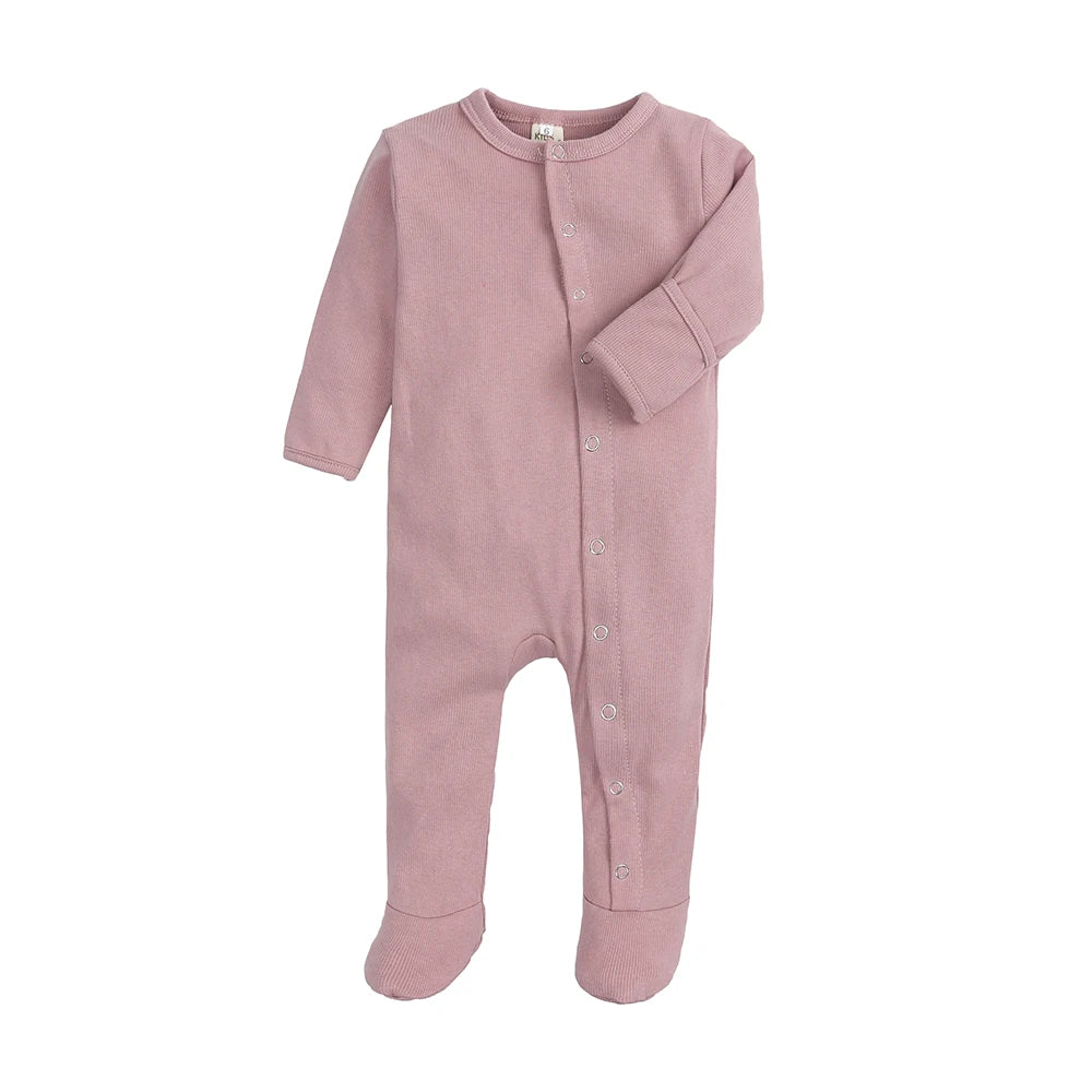 Kids Tales Tiny Steps Ribbed Cotton Footed Baby Romper
