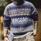 MADEN Blue Fair Isle Crew-Neck Sweater