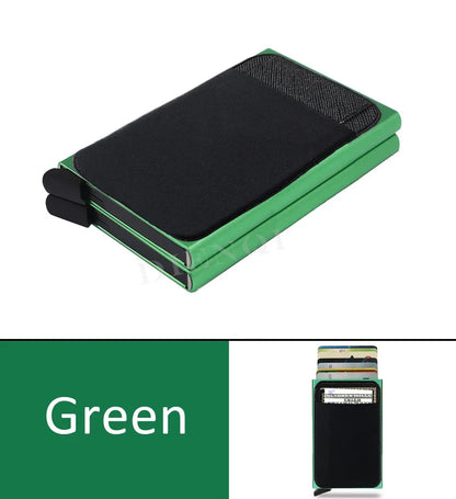 RFID Metal Wallet Double Card Case Pop Up Card Holder 12 Cards Automatic Aluminum Box Cardholder Smart Minimalist Walet for Men