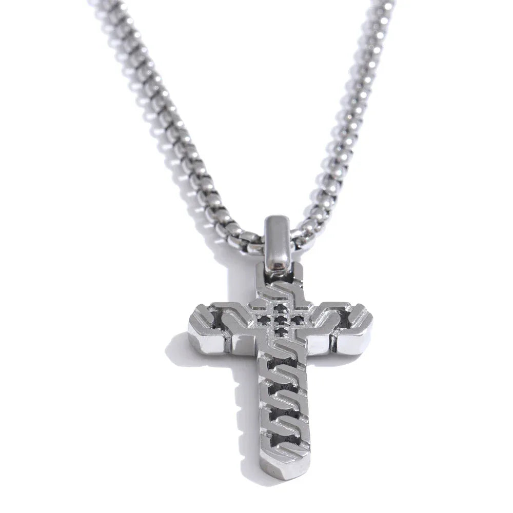 Stainless Steel Creative Cross Pendant Necklace - ShopHub