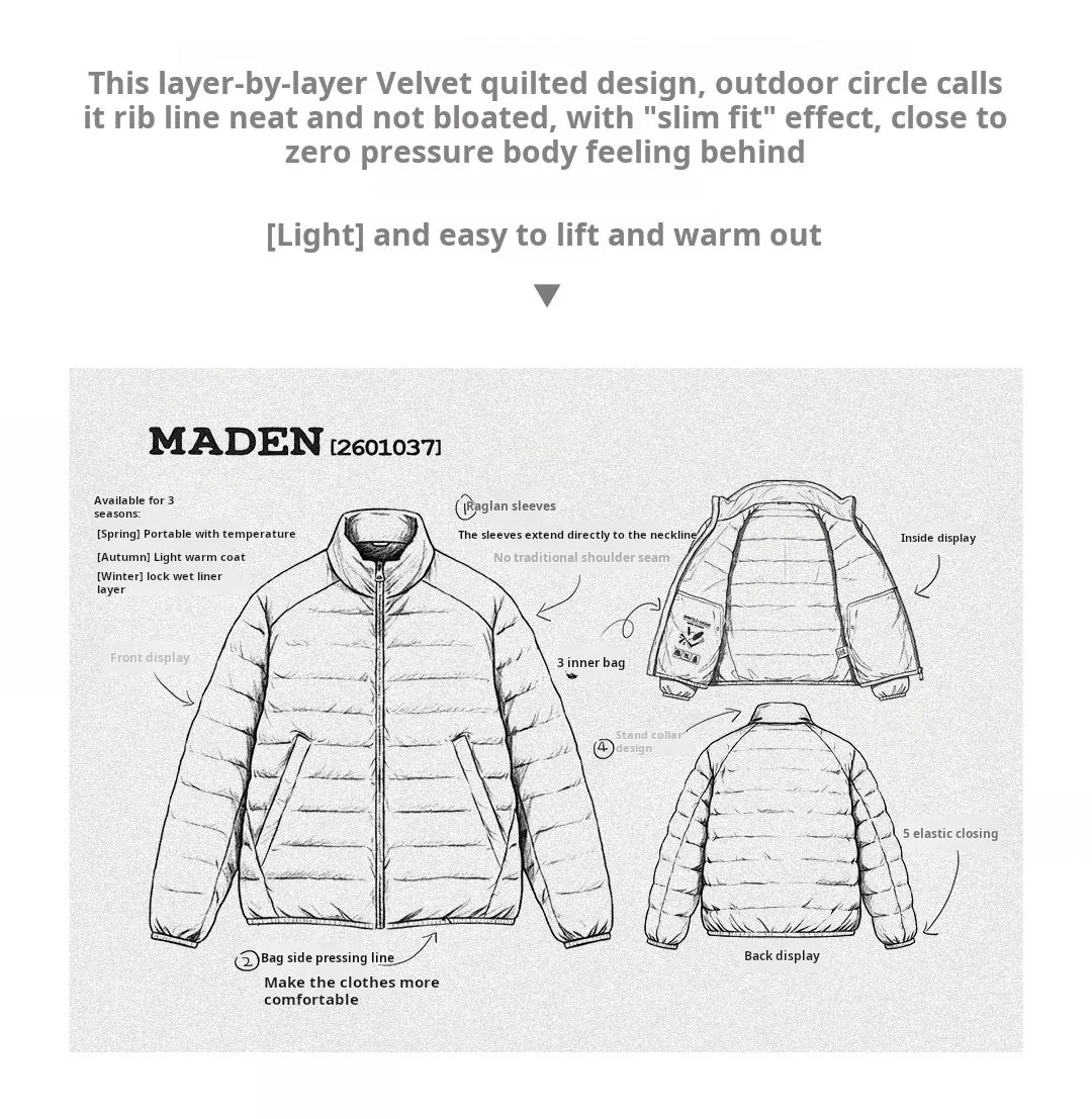 Maden Winter Men's Stand-up Collar Down Jacket
