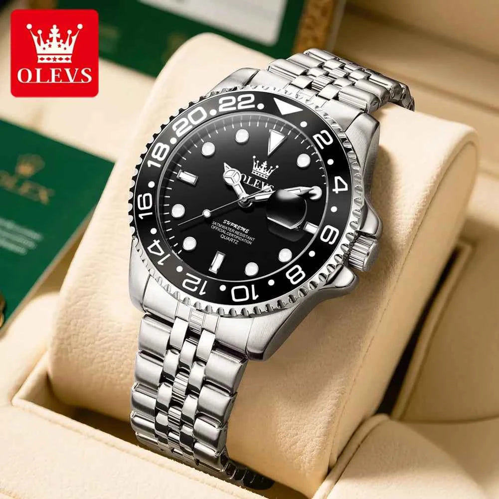 OLEVS 5657 Men's Quartz Watch - Original Waterproof Luminous Business Sports Watch with Gift Box