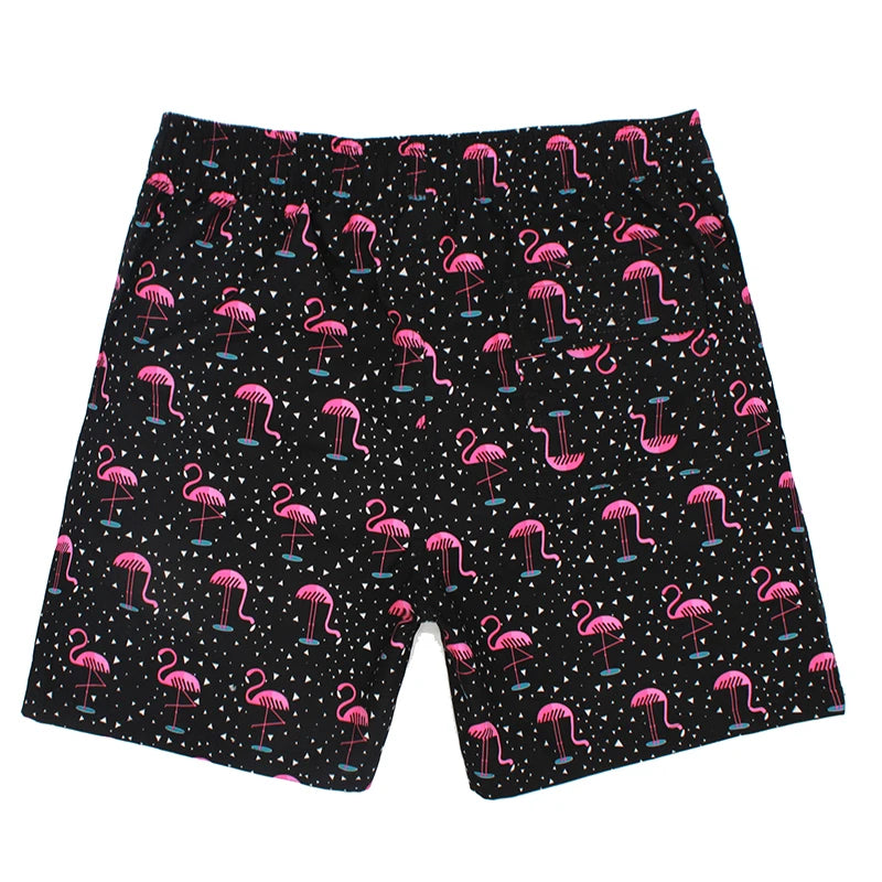 Men's polyester boardshorts with colorful print, suitable for surfing, swimming, and beachwear, from ShopHub NZ.