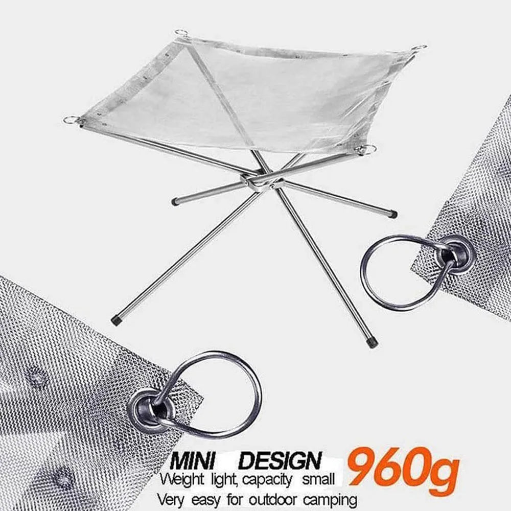 Stainless Steel Foldable Camping Fire Pit & BBQ Rack Habicare