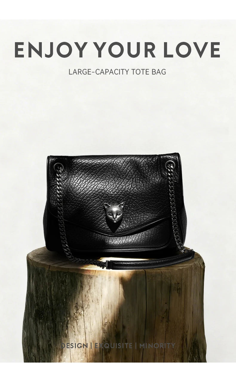 BAFELLI Chained Genuine Leather Satchel Bag