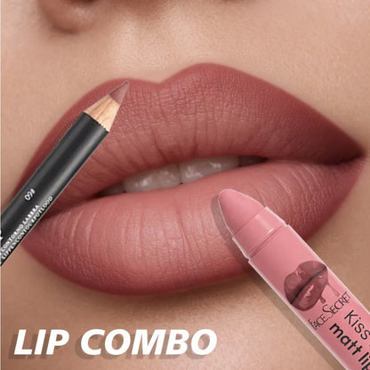 2pcs/Set Professional Lip Liner & Lipstick Kit