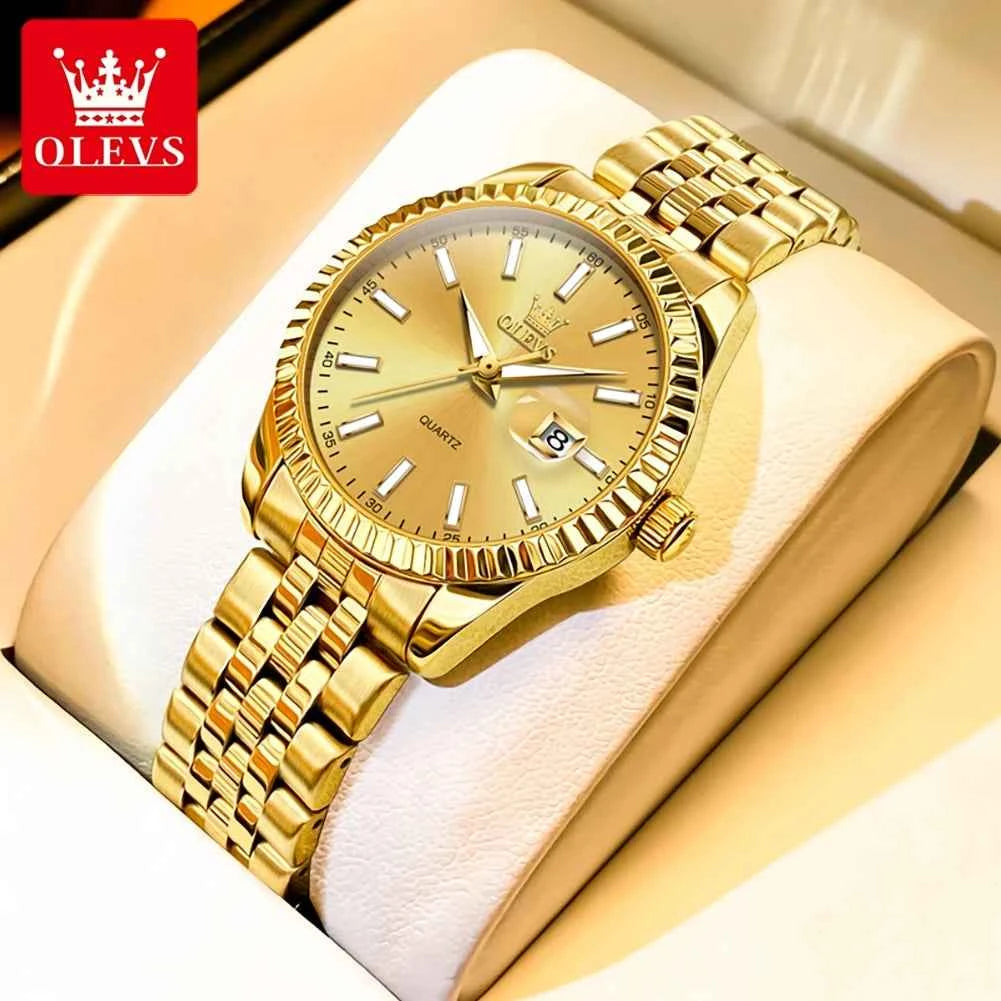 OLEVS 5593 Waterproof Watch Unisex Fashion Quartz Wristwatch with Luminous Features and Date Calendar Design