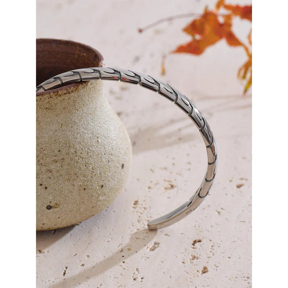 65mm Silver Colour Stainless Steel Cuff Bracelet - ShopHub