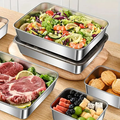 2Pcs Stackable Food Containers Stainless Steel