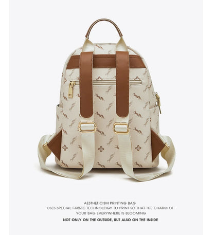 FOXER Women's Backpack Signature PVC Printing Fashion Travel Shoulder Bag Ladies Travel Rucksack Female Casual Monogram Backpack