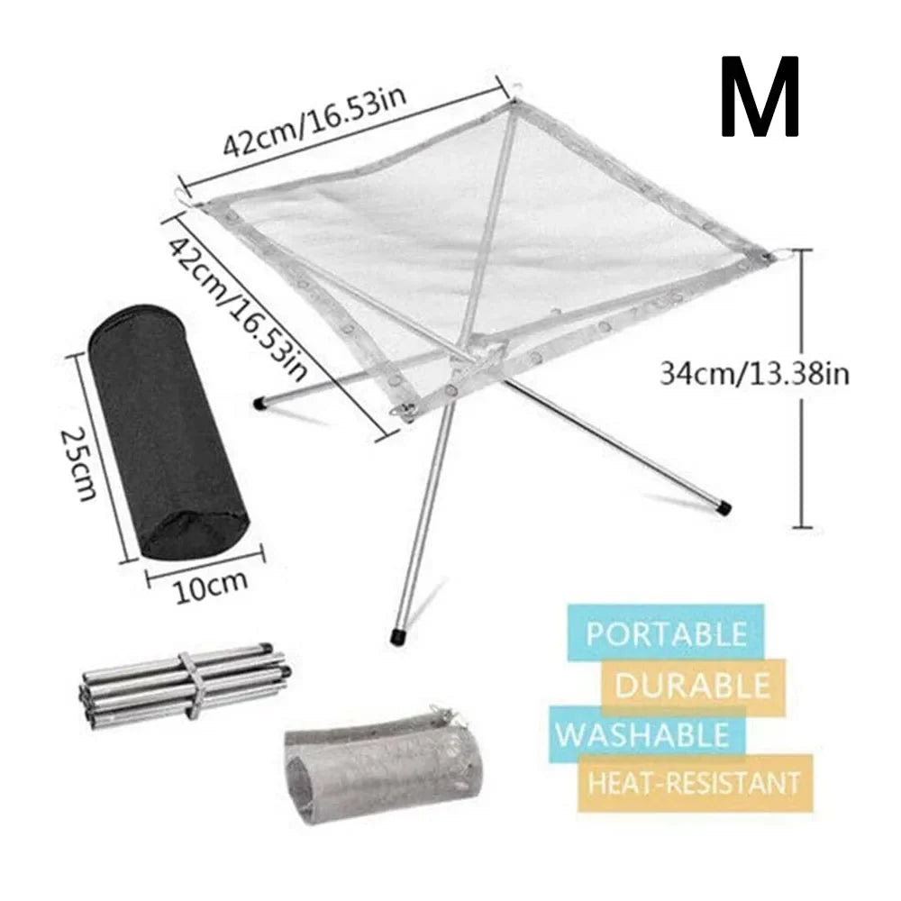 Stainless Steel Foldable Camping Fire Pit & BBQ Rack Habicare
