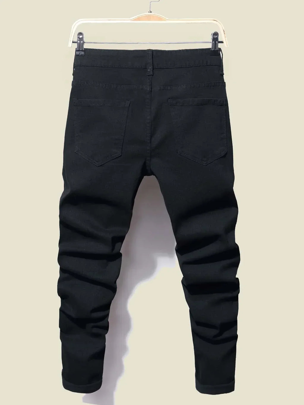 Men's Streetwear Retro Black Elastic Slim Fit Ripped Jeans - ShopHub