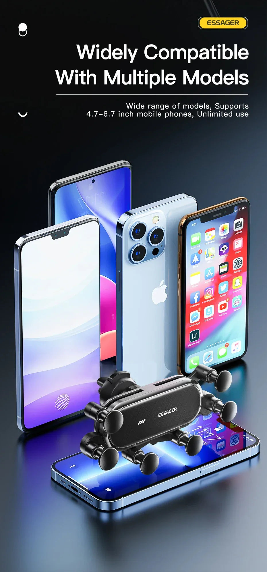 Essager Six Points Gravity Car Phone Holder - ShopHub