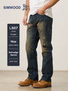 SIMWOOD 2026 Spring New Loose Straight 16oz Heavyweight Selvedge Denim Jeans Men Vintage Distressed Ripped Jeans