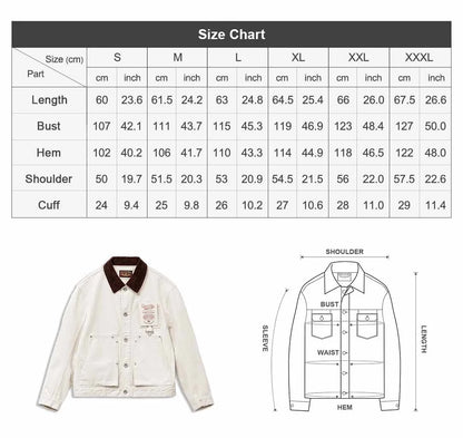 Maden Men's Retro French J22 Jacket Heavyweight White Cottonseed Shell Safari Coat Corduroy Collar Spring/Fall Hunting Outerwear