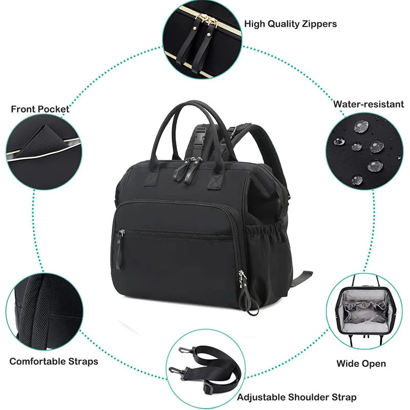 Fashion Diaper Bag for Newborn Baby Waterproof Light Weight Protable Mommy Diaper Backpack for Quick Outing Nappy Changing Bag