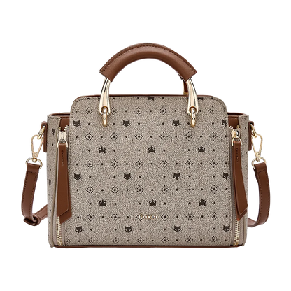 FOXER Vintage Leather Women Handbag Classic Top‑Handle Tote Bag PVC Leather Large Capacity Shoulder Bag Ladies Crossbody Purse