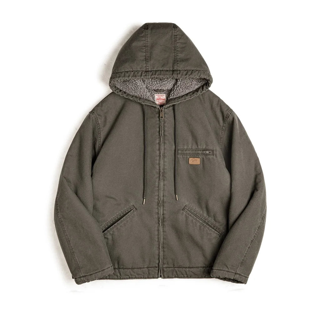 MADEN Hooded Canvas Jacket | Sherpa-Style Lining