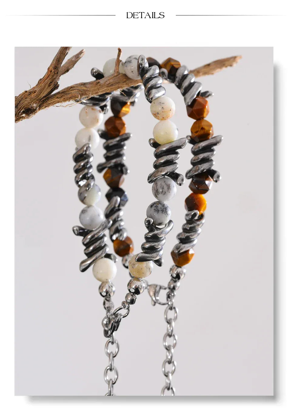 Natural Jade Tiger Stone Chain Men's Bracelet - ShopHub