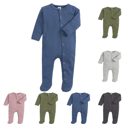 Kids Tales Tiny Steps Ribbed Cotton Footed Baby Romper